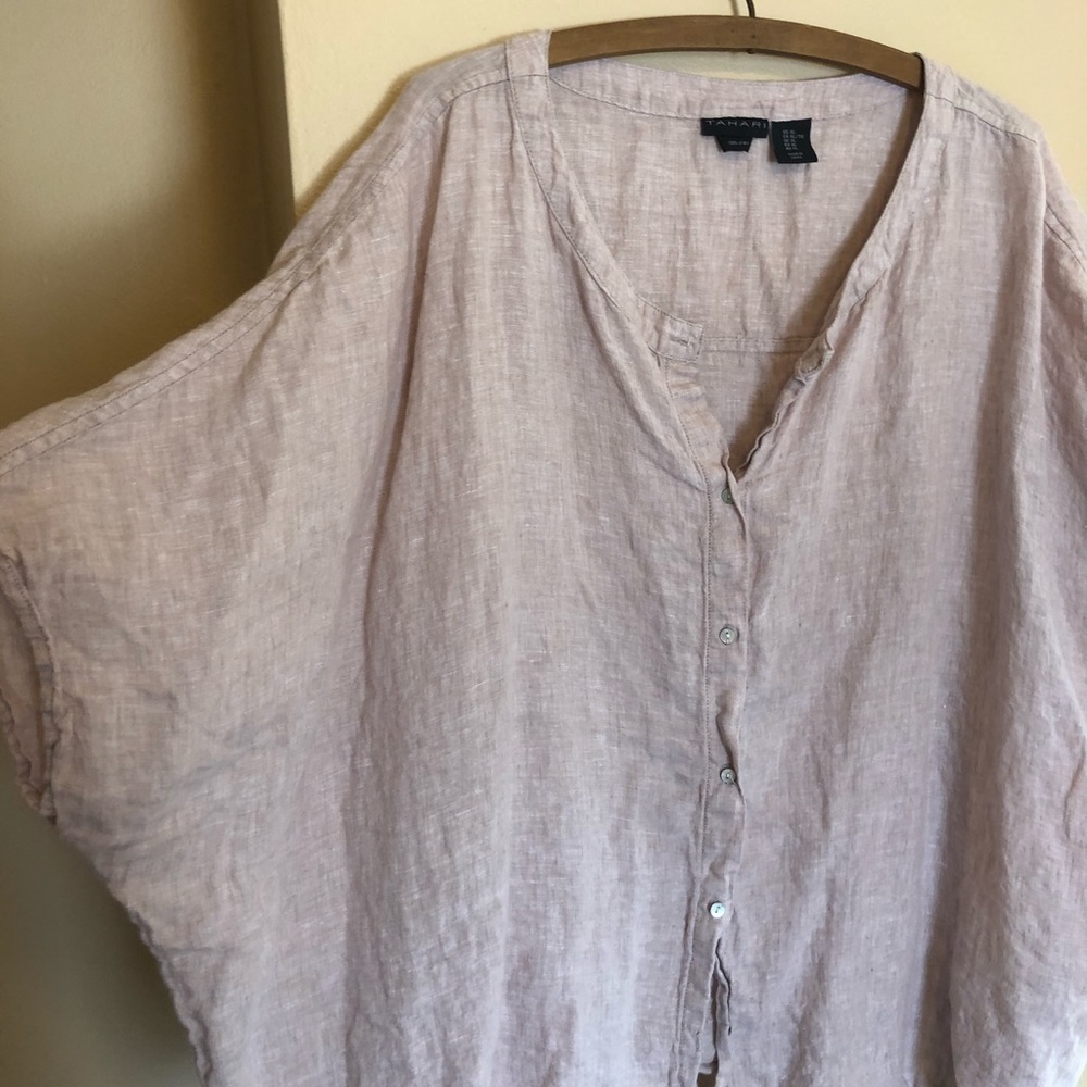 Tahari 100% linen top